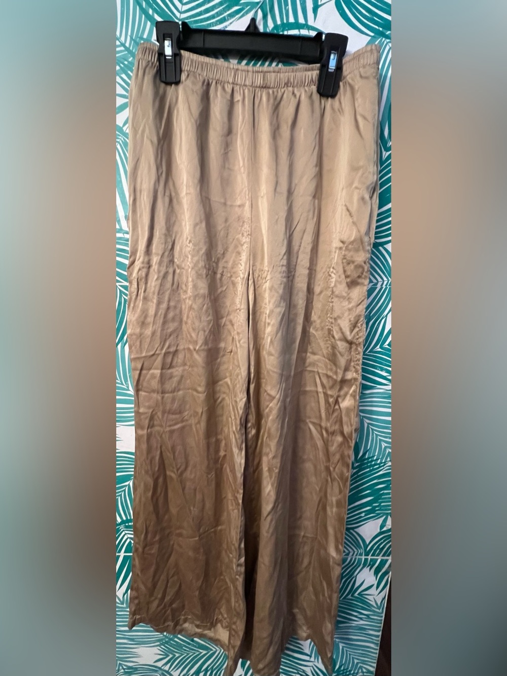Silky silk Wide Leg Pants in Taupe Sz M 100% silk